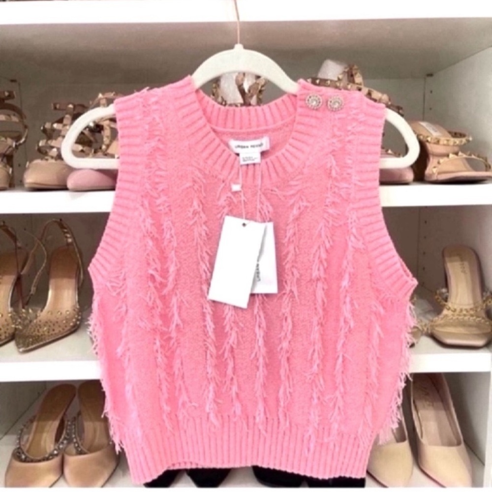 NWT Pink Raw Trim Knitted Vest Size XS